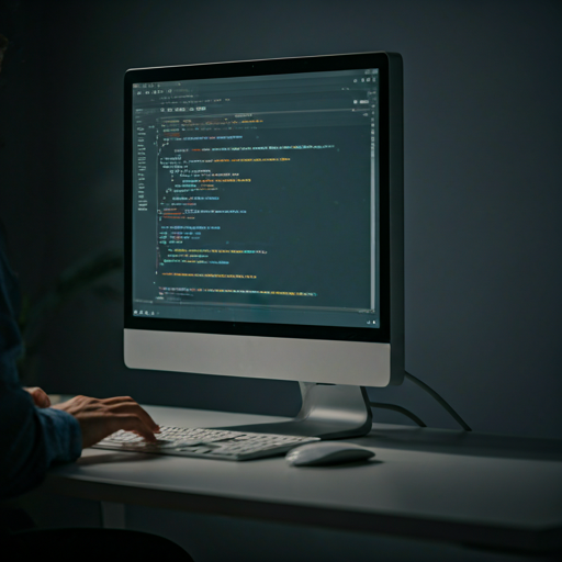 Professional full stack developer coding MERN stack applications on multiple monitors in a modern workspace